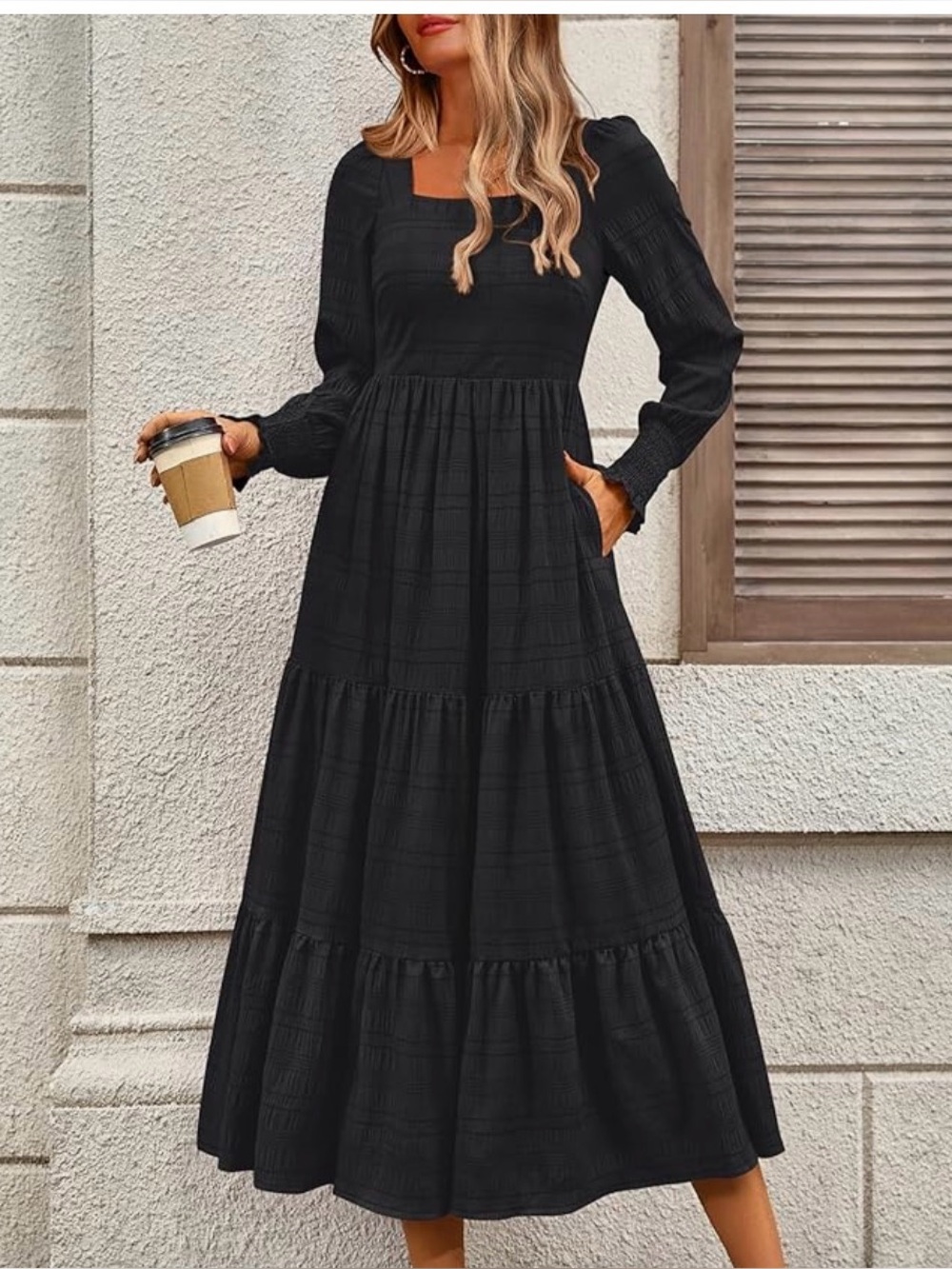 Women's Black Tiered Maxi dress